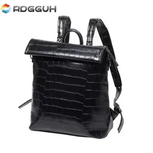 RDGGUH Brand Fashion Leather Backpack Men Leisure Laptop Backpacks High Quality Crocodile Pattern School Bags For Teenager Boys
