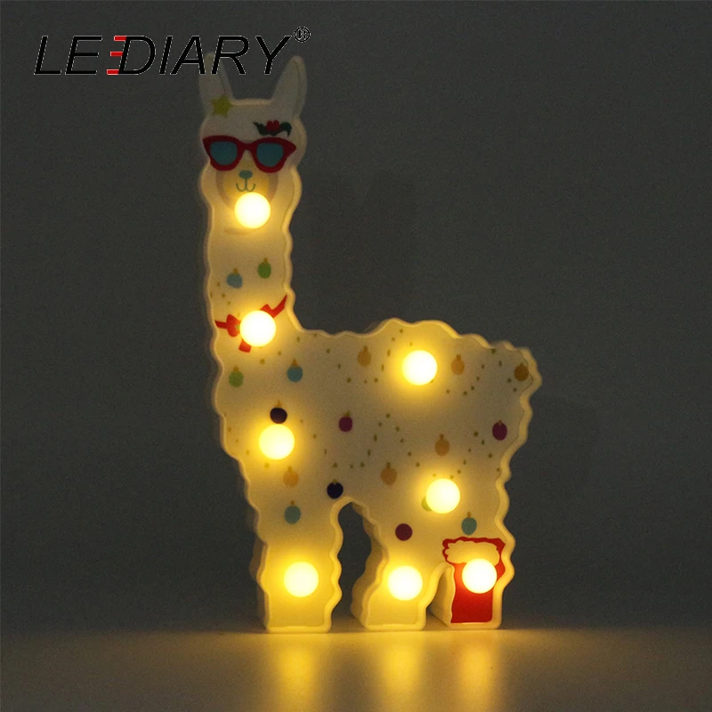 LEDIARY Alpaca 3D LED Animal Night Lights Novelty Table Lamp Home Bedroom Decoration For Kids Baby Bedside Toy Atmosphere Lamp
