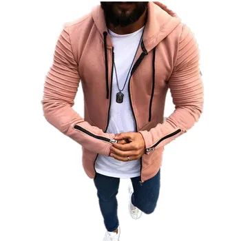 

Men Hoodies Tracksuit 2018 Autumn Winter Long Sleeve Zipper Slim Coat Solid color Hooded Sweatshirt Male Jacket Plus Size 5XL