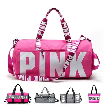 

LOVE Ladies luggage Travel Bag Pink Sequins Weekend Shoulder Bag Portable Large capacity waterproof Women Handbag duffel Bag