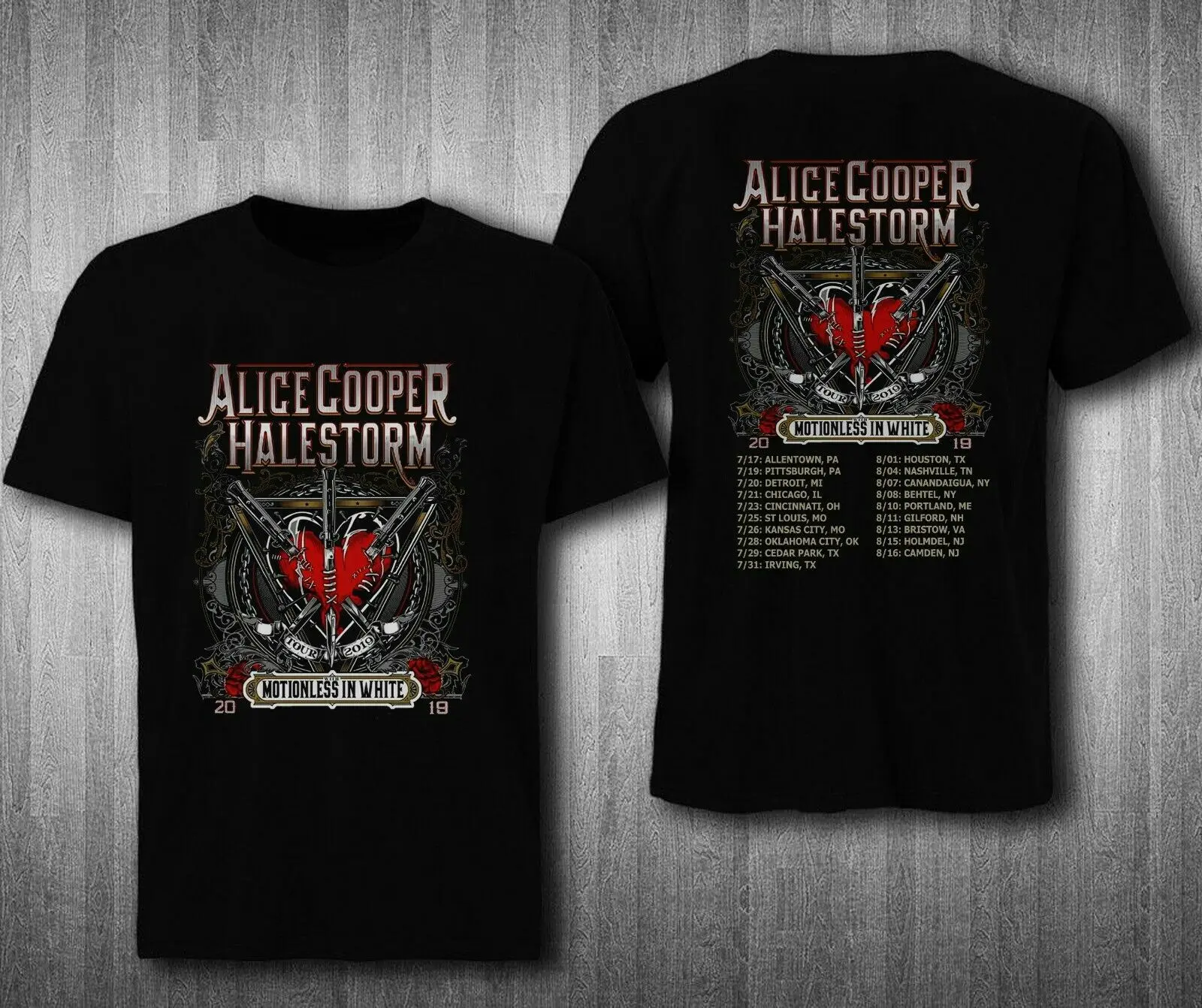Мужская черная футболка Alice Cooper and Halestorm Tour 2019 | одежда