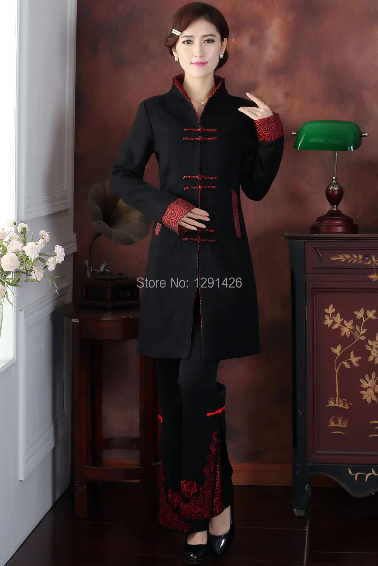 Лидер продаж осень-зима китайское национальное Для женщин шерсти удлиненная куртка пальто Теплый M L XL XXL 3XL 4XL WKH001