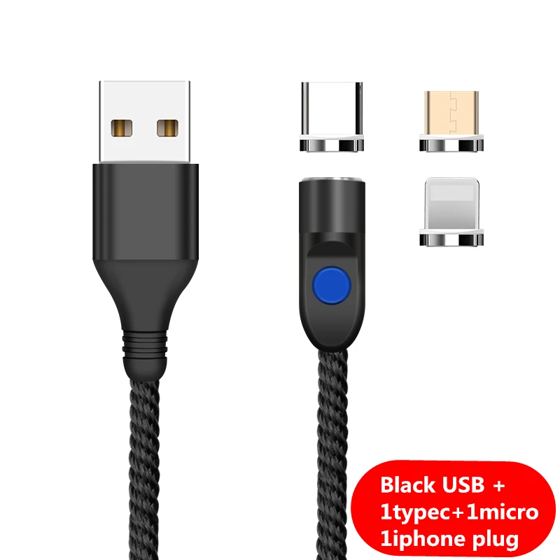 KingFriend Магнитный Кабель Micro-Usb для быстрой зарядки Тип usb C кабель магнит Зарядное устройство для передачи данных кабель для зарядки Usb шнур для samsung Xiaomi - Цвет: Black USB 3In1