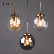 Nordic Glass Ball Pendant Lights Modern Gold Hang Lamp Home Loft Decor Light Fixtures for Cafe Dining Room Kitchen Bedroom Lamp nordic style milky glass dining light postmodern studio pendant light loft cafe light free shipping
