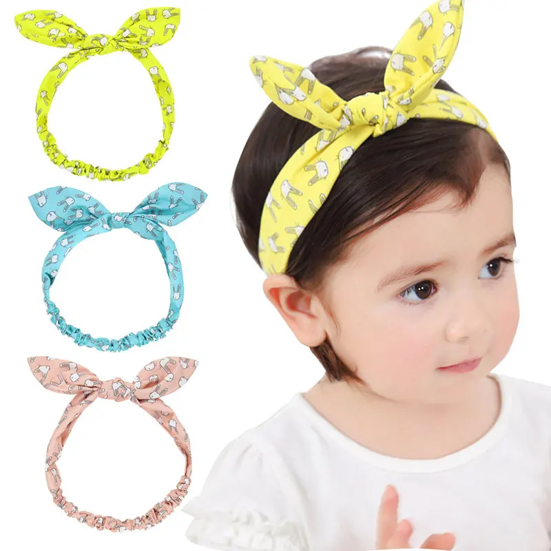 Headwear Rabbit Ear Headbands Cotton Bow Head Band Soft Hair Bands