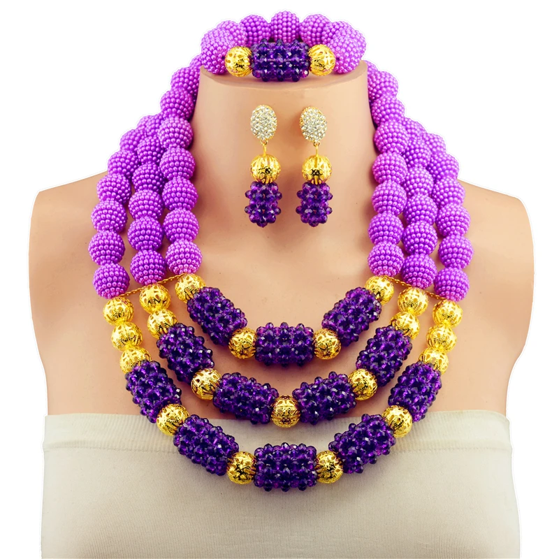 2017 Топ фиолетовый свадебный подарок нигерийский Свадебный Африканский бисер Ювелирный Набор Мода Дубай золотой цвет набор украшений для к... 2017 Топ фиолетовый свадебный подарок нигерийский Свадебный Африканский бисер Ювелирный Набор Мода Дубай золотой цвет набор украшений для к...