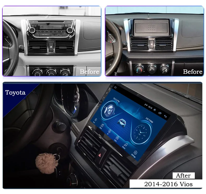 Discount 10.1 inch Android 8.1 Car DVD GPS for Toyota vios 2014-2016 Navigation System Stereo Audio Radio Video Bluetooth 3