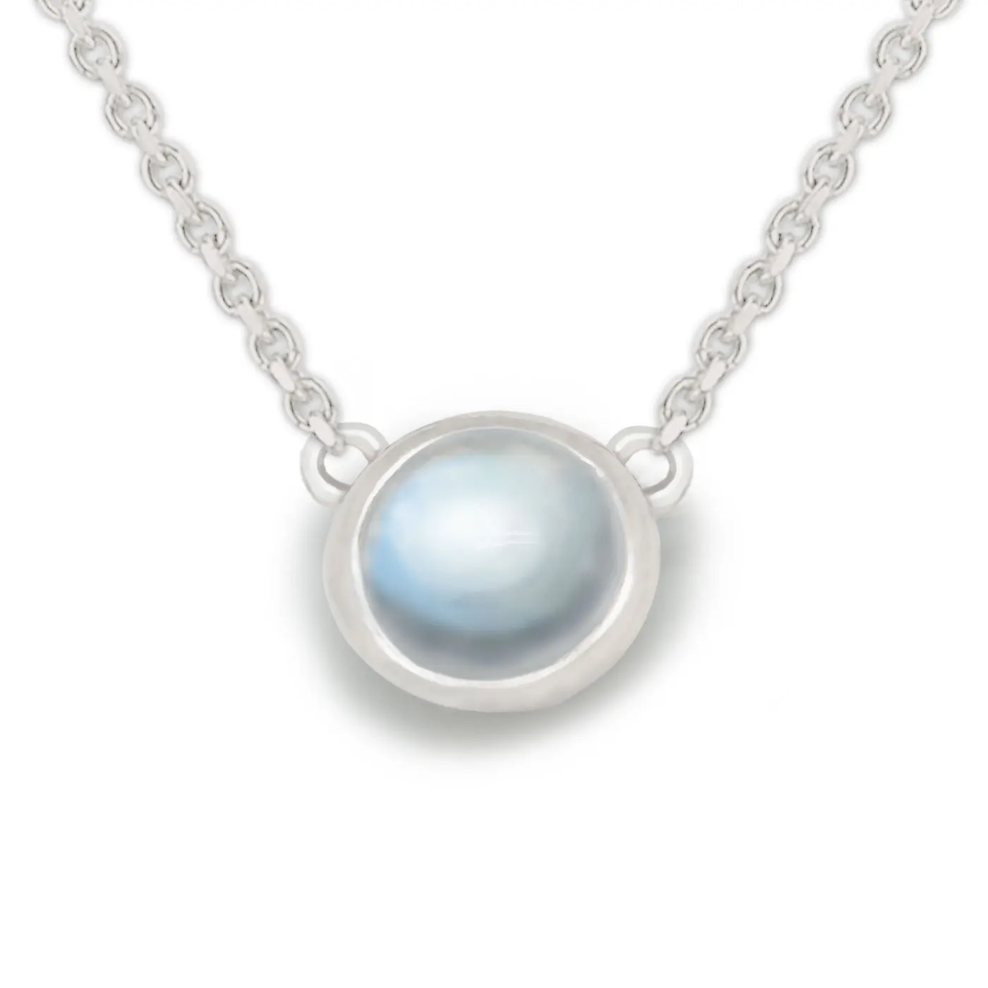 

Concise Round 925 Sterling Silver Sri Lanka Genuine Moonstone Necklace