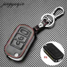 Jingyuqin couro chave do carro capa para land rover range rover esporte lr3 descoberta dobrável flip remoto chave caso fob 3 botão proteger