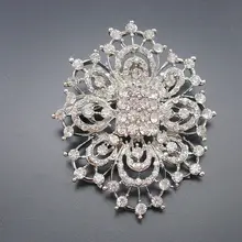 1 piece Rhodium Plated Clear Crystal Rhinestone Brooches Wedding Party Prom Bridesmaid Flower Brooch Jewelry Gift