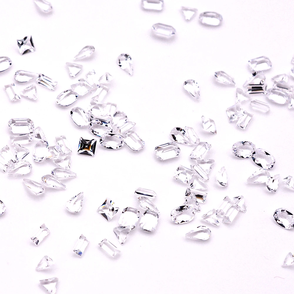 

1 Pack Mixed Shapes Rectangle Triangle Square Oval Water Drop Horse Eye Clear AB Color 3D Nail Crystal Acrylic Rhinestones