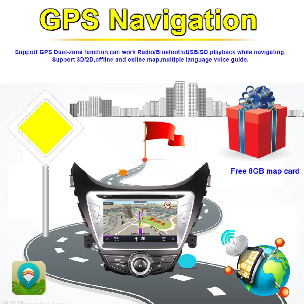 Sale Android 8.0 Octa Core 4GB RAM Car Multimedia GPS Navigation For Hyundai Elantra/MD 2011 2012 2013 Radio Stereo CD DVD Player 3