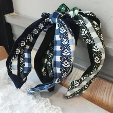 

BPKorea With Fund Lattice Asymmetry Cute By Age Top Bow Broadside Two-tone Hair Hoop Split Joint Head Hoop B438