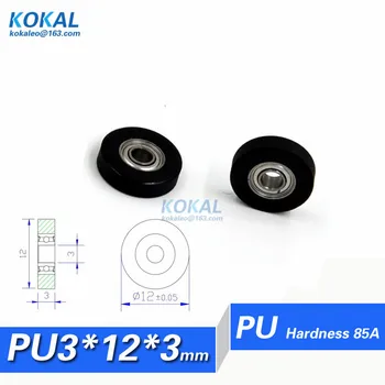 

[PU0312-3]Free shipping 10PCS PU Polyurethane ball bearing roller wheel low noise 85A hardness counter roller