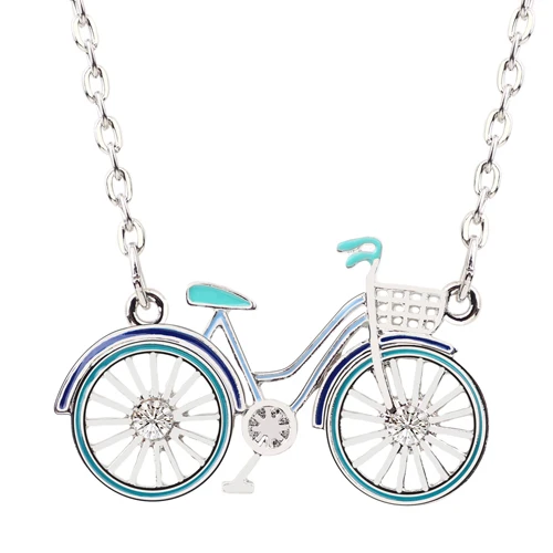 WEVENI массивное ожерелье-чокер в форме велосипеда, металлическая цепочка для воротника, новые модные аксессуары, ювелирные изделия из эмали для женщин - Окраска металла: Blue