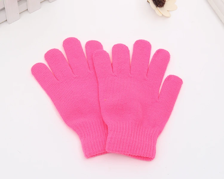 Перчатки для мальчиков, зимняя теплая перчатка для младенца, детские вязаные стрейч-варежки, Детские однотонные перчатки для девочек, вязаные аксессуары