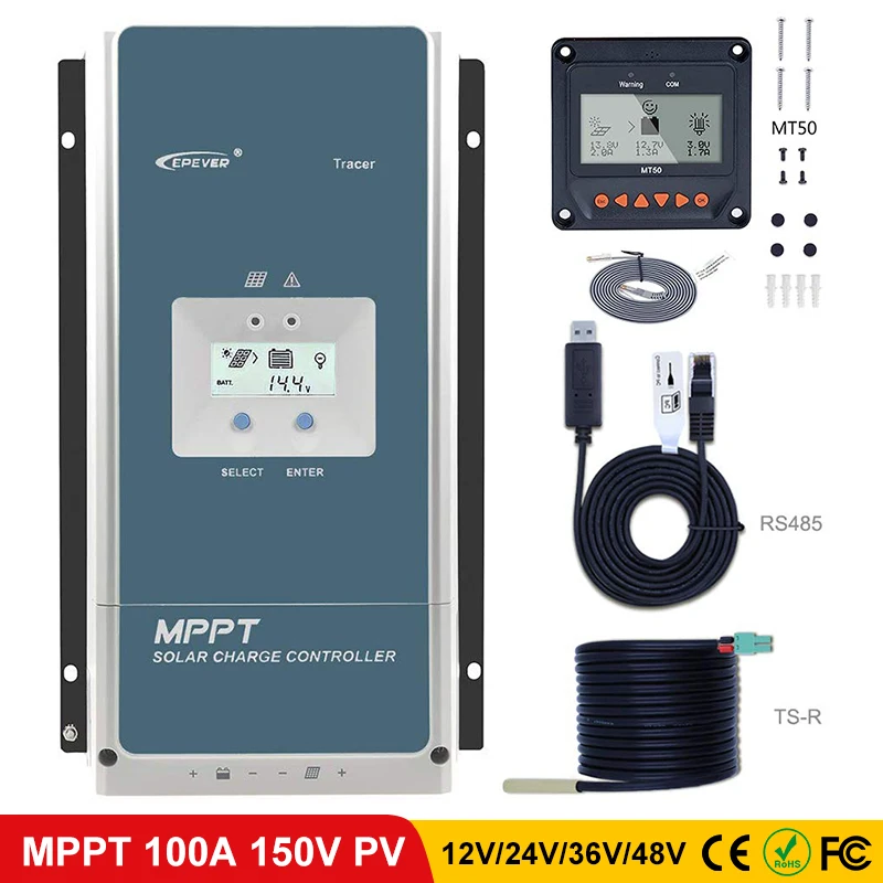 Контроллер заряда солнечной батареи EPever MPPT 100A 48 В 36 24 12 ЖК дисплей с подсветкой