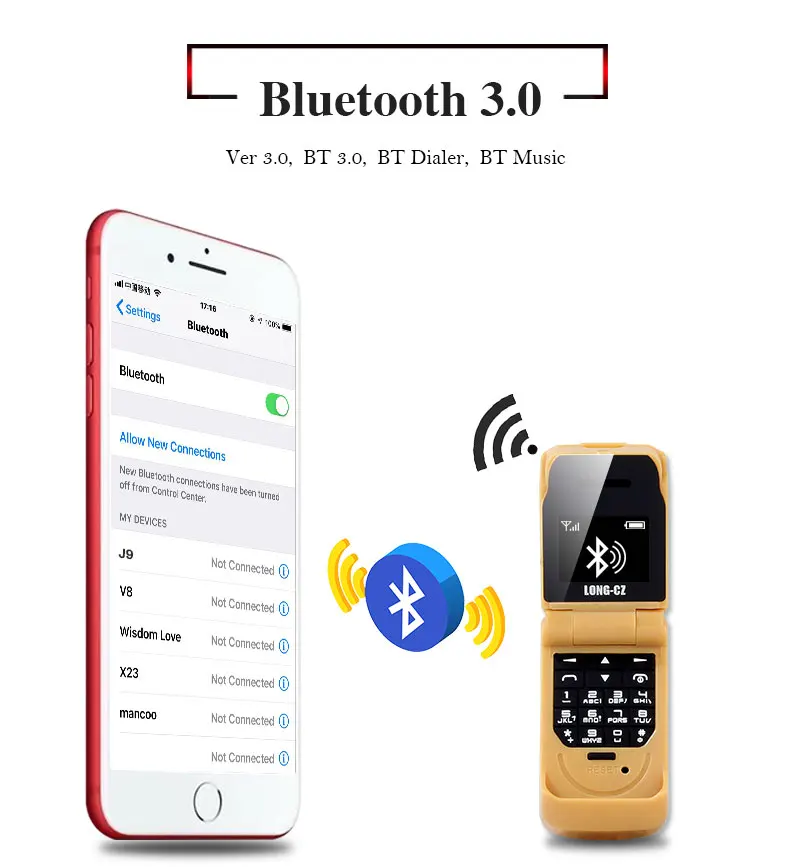 Мини-флип-чехол для мобильного телефона J9 Bluetooth companion анти-потеря SOS волшебный тон одна карта внешняя торговля exp