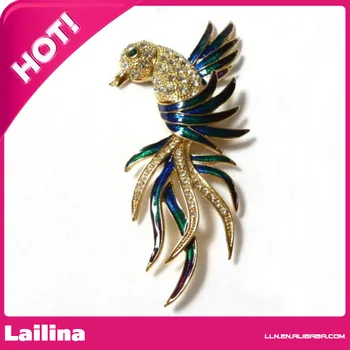 

Larce enamel & rhinestone bird of Parrot Brooch pin -5"