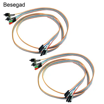 

VONETS 2pcs Computer Case LED Light ATX Power On Off Reset Supply HDD Momentary Push Button Switch Cable Wire for PC Desktop