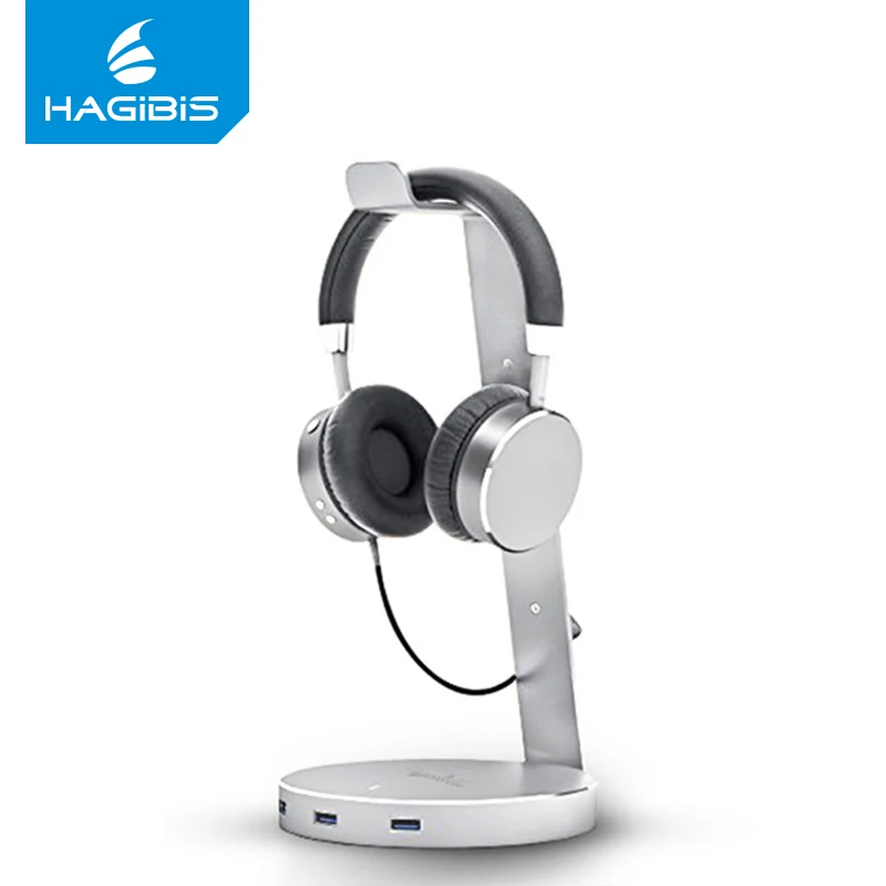 

Hagibis 4 Ports Usb Hub 2.0 Display Earphone Hanger Winding Line Headset Headphone Stand Holder for Headphones Hub Usb 2.0