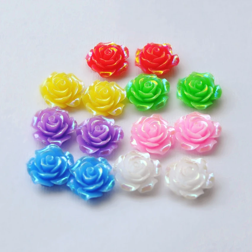 

Fit For DIY Phone Embellishment 21mm 28pcs/Lot AB Color Flat Back Resins Cabochon Scrapbook, 3D Resin Rose Flower