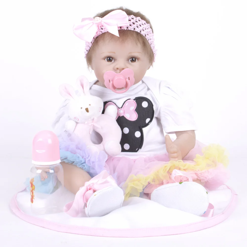 

22 Inch Cloth Body Reborn Baby Doll Toys Lifelike Newborn Babies Doll DIY Doll Toys Christmas Birthday Gift