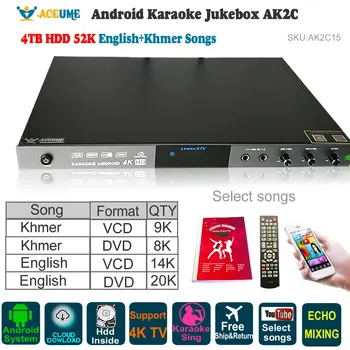 

4TB HDD 52K Khmer,English Songs,Android Karaoke Player/Jukebox,AK2C15,Free Cloud Download,YOUTUBÊ ,Home KTV Sing,ECHO Mixing