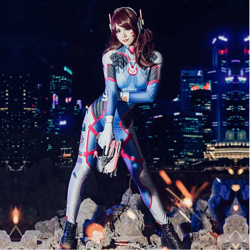 Женский костюм для косплея D.va цельнокроеный из спандекса лайкры и Зентаи девочек