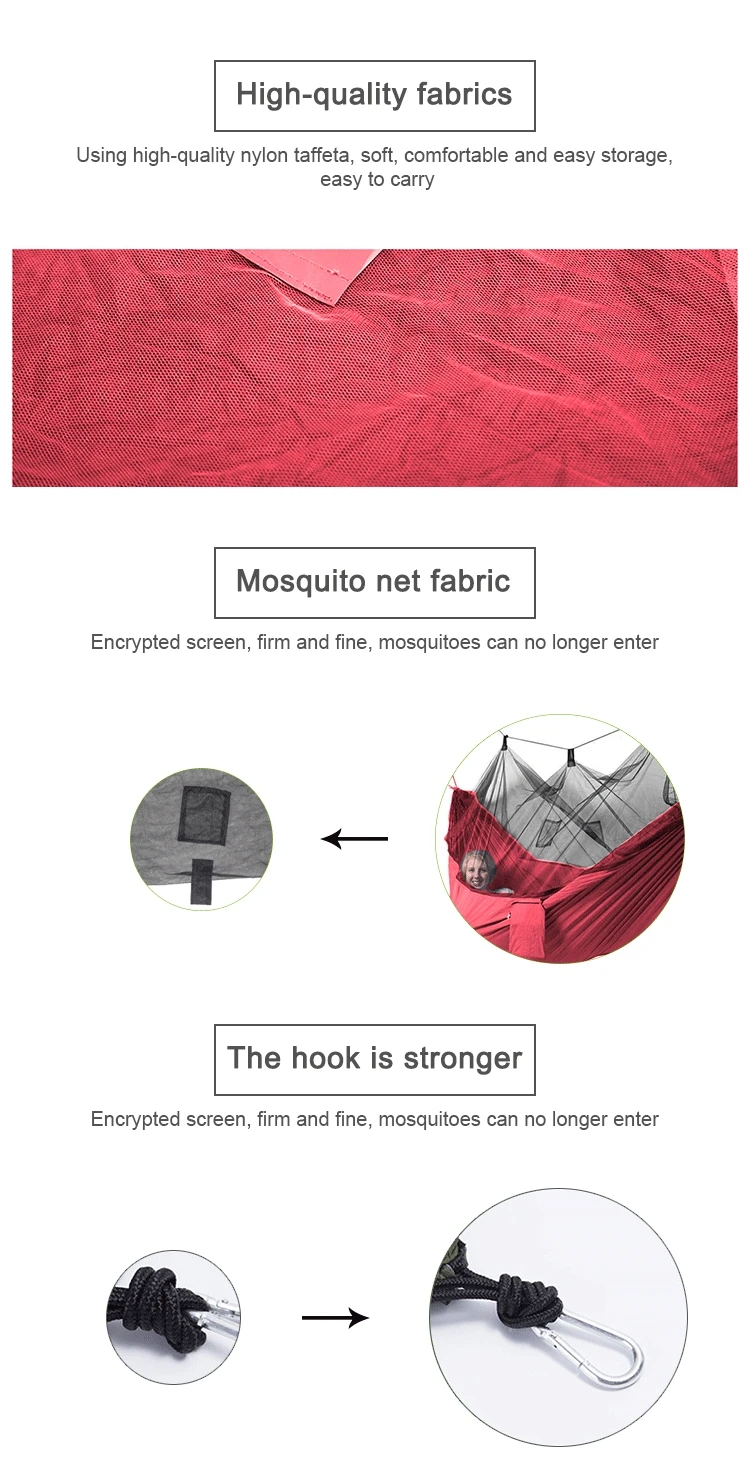 Single Person Portable Outdoor Camping Hammock With Mosquito Net 8pc accessories Adult Sleeping Bed Picnic Hanging Bed Hammock