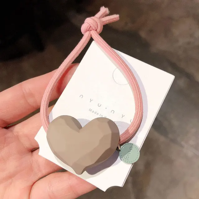 Ruoshui Heart Scrunchies For Woman Girls Hair Ties Sweet Lovely Hair Accessories Elastic Hairband Ornament Hair Gum Girl Holders gray