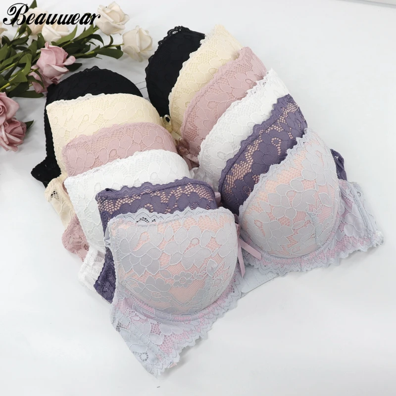 

Beauwear Sexy New Lace Bras for Women Underwired Bralette Floral Bh Comfort Underwear A B Cup Padded Push Up, C D Unlined Bra