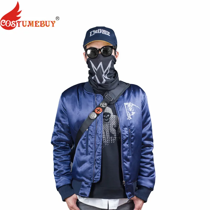 Costumebuy Watch Dogs 2 костюм косплей «Маркус Холлоуэй» костюм синий пиджак Взрослый мужской Костюм Игровой костюм наряд для Хэллоуина