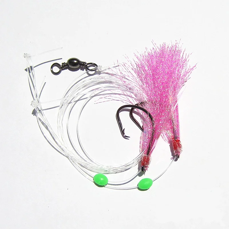 10 Bags Pink Flasher Fishing Rigs Saltwater Gang String Tinsel Fishing