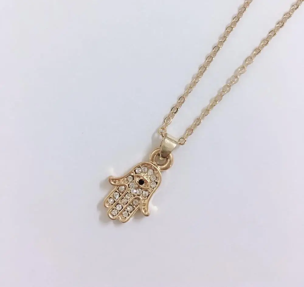 

Fatima Palm Pendant Necklace Hamsa Hand Evil Eye Necklace Lucky Jewelry for Women Girls