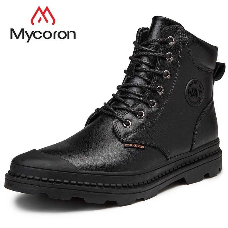 MYCORON New Arrivals Autumn Winter Shoes Men Leather 2019 Brand Designer Snow Boots Male Work Bota Masculina Couro | Обувь