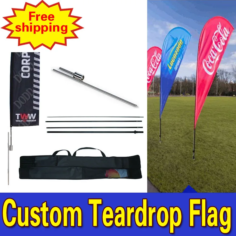 

120cm*380cm FREE SHIPPING Custom SINGLE SIDED Printing Teardrop Banners Flags with Spike Inground Drapeau De Plumes