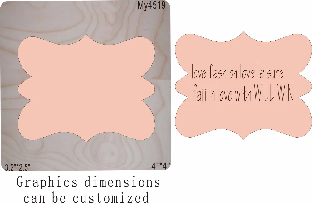 

Light pink tag Wooden die New Compatible MY The details are size mold, graphic size,