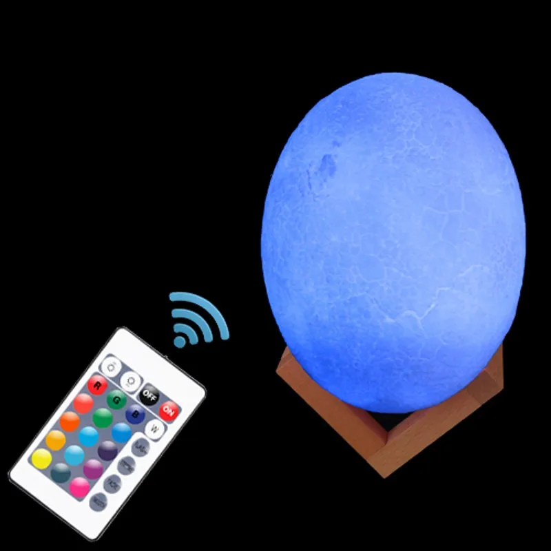 buy Rechargeable 3D Print Dinosaur Egg Shape Light Night Lamp Bedroom Bookcase Night Light for Home Decor Creative Gift Lamp