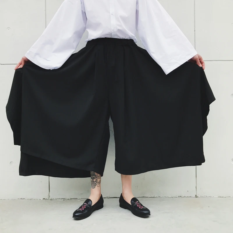 

Men Skirt Dark Department of Simple Couple Models Wide Leg Flared Pants Men's Elegant Skirt Pants Nine Casual Pants Mens Skirts
