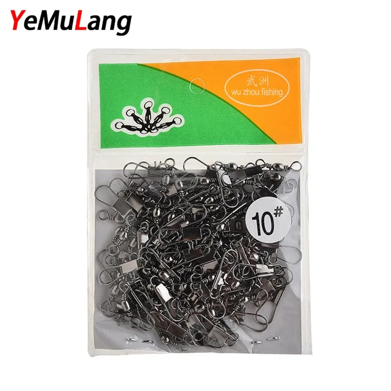 

YeMuLang Ball Bearing Swivel Rolling Connector 8 words Ring Pin Hook Line Connect Clamp Bulk Connecting For Carp Fishing