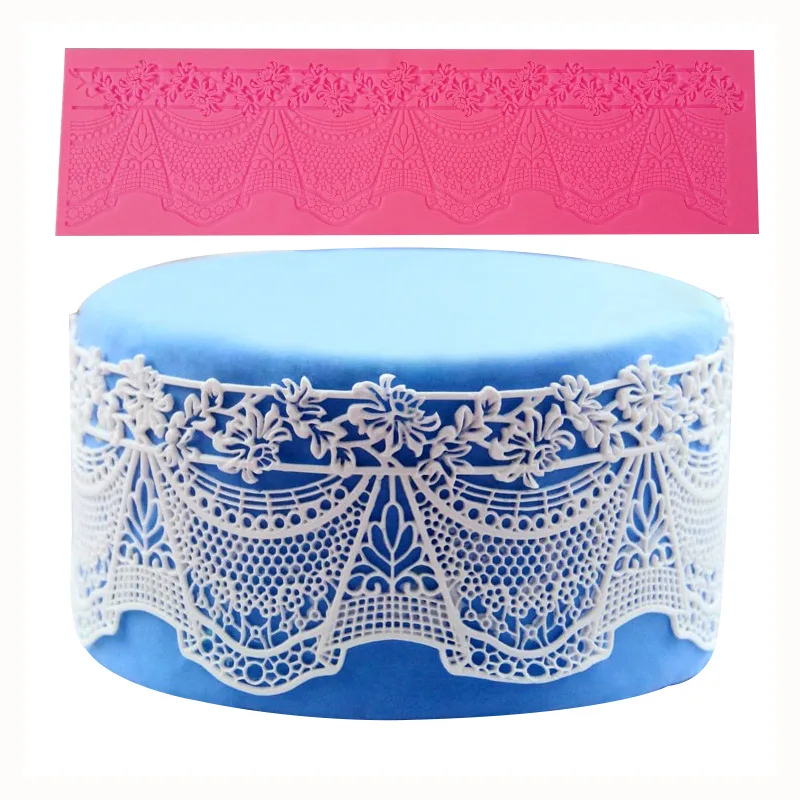 DIY Cake Flower Pattern Lace Mat Silicone Fondant Gum