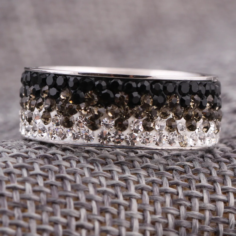 NIBA ювелирные изделия сверкающих кольца, подвески для Для женщин элегантный Нержавеющая сталь кольца с 5 строк нержавеющей стали AAA с украшением в виде кристаллов