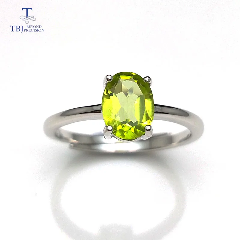 

Tbj ,Cute simple small ring with natural peridot gemstone Ring in 925 sterling silver fine jewelry for girls & women as gift