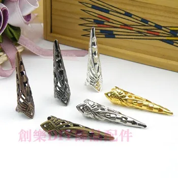 

35MM Gold/Silver/Rhodium/Bronze Tone Metal Pointed Filigree Horn Flowers Bead Caps Fashion Jewelry Crafts diy Findings