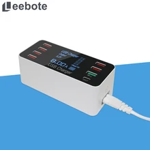 Leebote QC 3,0 быстрое зарядное устройство несколько 8 портов USB зарядное устройство с экраном дисплей телефон зарядное устройство органайзер для мобильного телефона и планшета