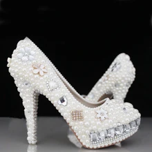 Prom Heels Bride Wedding Shoes Woman High Heels Woman Rhinestone Platform Pumps Fashion Lady Spring Dress Shoes Bridesmaid Shoes