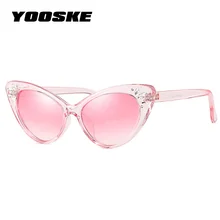 YOOSKE роскошные стразы Солнцезащитные очки женские солнцезащитные очки «кошачий глаз» женские сексуальные розовые винтажные хрустальные солнечные очки Оттенки для женщин