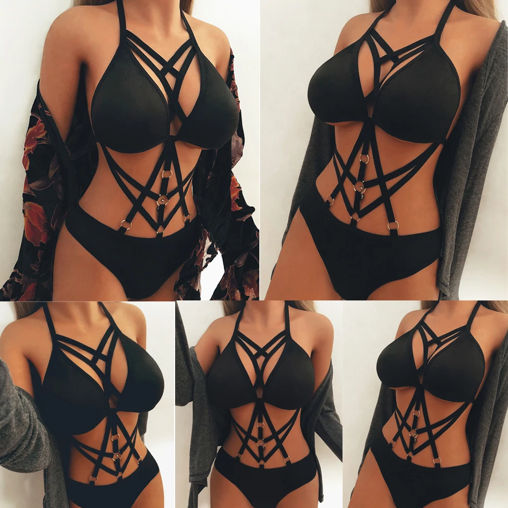 Women Sexy Lingerie Bra Underwear Open-Bra-Set Babydoll G-String Women Bondage Exotic Bodysuit Babydoll Underwear Nightwear