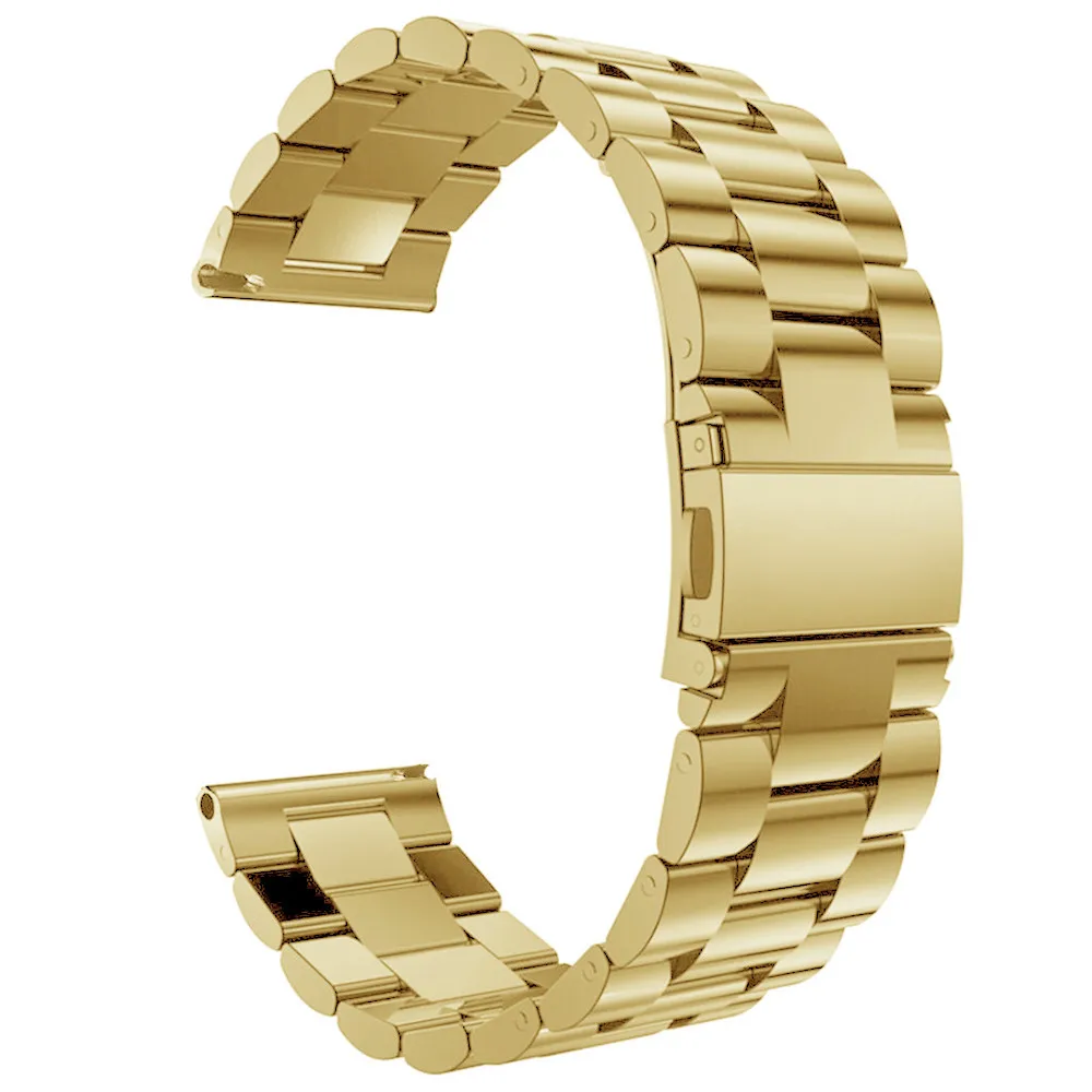 Ouhaobin браслет из нержавеющей стали для Ticwatch Pro 22 мм Регулируемый классический ремешок для часов металлический браслет сменный ремешок 617#2 - Цвет: GD